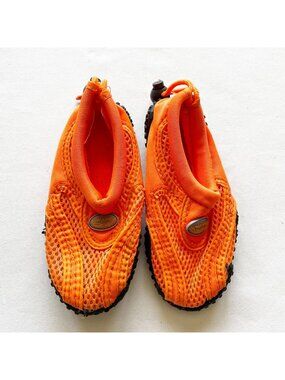 Wave Orange Water Shoes Little Kids Size 9 Stretch Nylon Mesh Upper Grip Sole